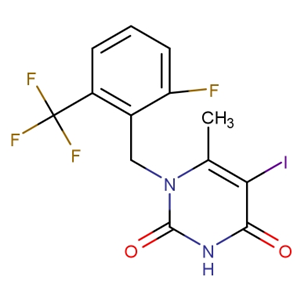 1-[2- 氟-6-( 三氟甲基) 芐基]-5- 碘-6- 甲基嘧啶-2,4(1H,3H)-二酮；1150560-54-5