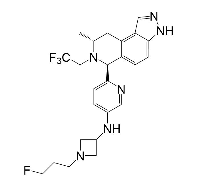 N-(1-(3-氟丙基)氮杂环丁烷-3-基)-6-((6S,8R)-8-甲基-7-(2,2,2-三氟乙基)-6,7,8,9-四氢-3H-吡唑并[4,3-F]异喹啉-6-基)吡啶-3-胺,Camizestrant