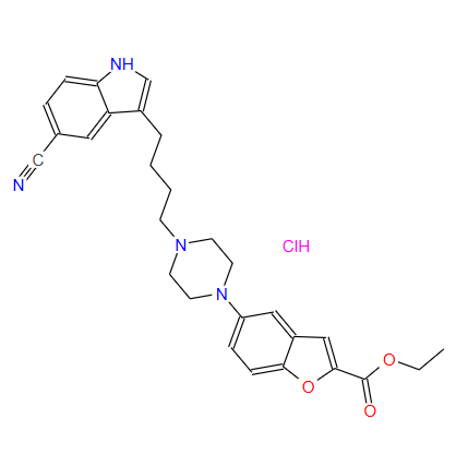 维拉佐酮羧基酸,5-[4-[4-(5-cyano-1H-indol-3-yl)butyl]-1-piperazinyl]-2-benzofurancarboxylic acid ethyl ester hydrochlorid