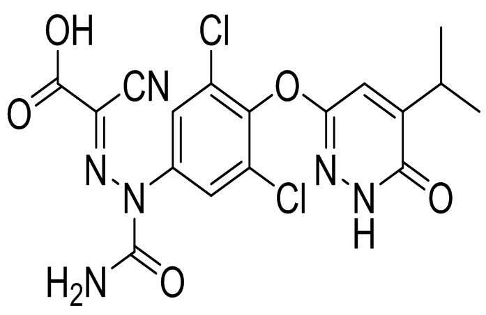 瑞司美替羅雜質(zhì)E,(E)-2-(2-carbamoyl-2-(3,5-dichloro-4-((5-isopropyl-6-oxo-1,6-dihydropyridazin-3-yl)oxy)phenyl)hydrazineylidene)-2-cyanoacetic acid