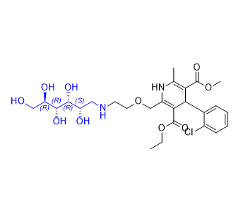 氨氯地平雜質(zhì)15,3-ethyl 5-methyl 4-(2-chlorophenyl)-6-methyl-2-((2-(((2S,3R,4R,5R)-2,3,4,5,6-pentahydroxyhexyl)amino)ethoxy)methyl)-1,4-dihydropyridine-3,5-dicarboxylate