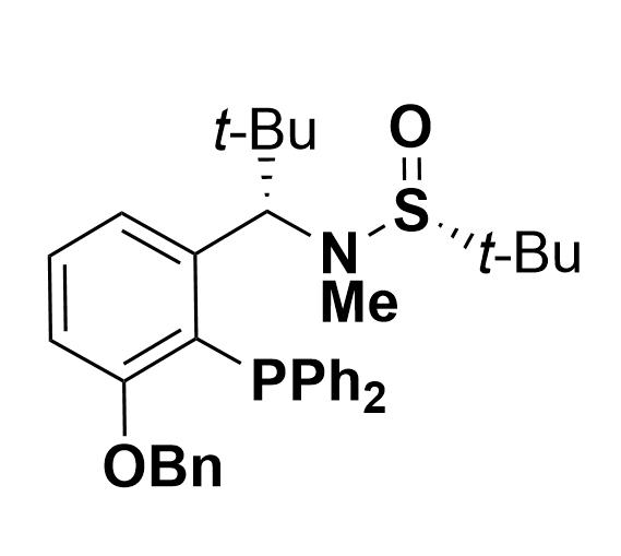 S(R)]-N-[(S)-[3-苄氧基-2-(二苯基膦)苯基]-(叔丁基)甲基]-N-甲基-2-叔丁基亚磺酰胺,S(R)]-N-((S)-1-(3-(benzyloxy)-2-(diphenylphosphanyl)phenyl)-2,2-dimethylpropyl)-N,2-dimethyl-2-propanesulfinamide