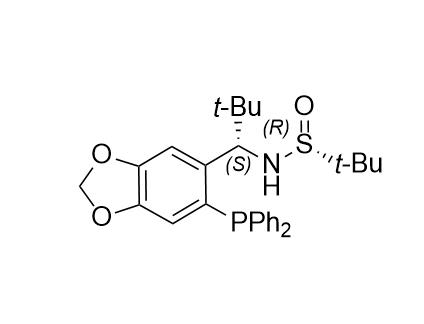 S(R)]-N-[(S)-[6-(二苯基膦)苯并[d][1,3]-二氧戊環(huán)-5基]苯基-2,2-二甲丙基]-2-叔丁基亞磺酰胺,S(R)]-N-[(S)-[6-(Diphenylphosphino)benzo[d][1,3]dioxol-5-yl]phenyl-2,2-dimethylpropyl]-2-methyl-2-propanesulfinamide