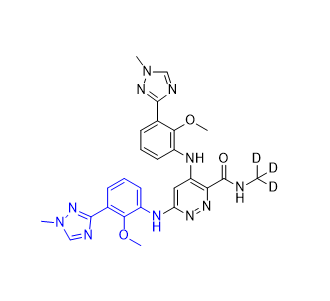 氘可来昔替尼杂质21,4,6-bis((2-methoxy-3-(1-methyl-1H-1,2,4-triazol-3-yl)phenyl)amino)-N-(methyl-d3)pyridazine-3-carboxamide