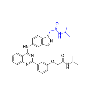 貝舒地爾雜質(zhì)03,N-isopropyl-2-(5-((2-(3-(2-(isopropylamino)-2-oxoethoxy)phenyl)quinazolin-4-yl)amino)-1H-indazol-1-yl)acetamide