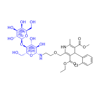 氨氯地平雜質(zhì)18,3-ethyl 5-methyl 4-(2-chlorophenyl)-2-((2-(((2R,3R,4R,5S,6R)-3,4-dihydroxy-6-(hydroxymethyl)-5-(((2S,3R,4S,5R,6R)-3,4,5-trihydroxy-6-(hydroxymethyl)tetrahydro-2H-pyran-2-yl)oxy)tetrahydro-2H-pyran-2-yl)amino)ethoxy)methyl)-6-methyl-1,4-dihydropyridine-3,5-dicarboxylate