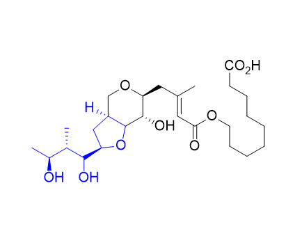 莫匹羅星雜質(zhì)04,9-[[(2E)-4-[(2R,3aS,6S,7S)-2-[(2S,3S)-1,3-dihydroxy-2- methylbutyl]-7-hydroxyhexahydro-4H-furo[3,2-c]pyran-6- yl]-3-methylbut-2-enoyl]oxy]nonanoic acid