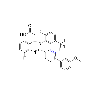 來特莫韋雜質(zhì)18,2-(8-fluoro-3-(2-methoxy-5-(trifluoromethyl)phenyl)-2-(4-(3-methoxyphenyl)-3,4-dihydropyrazin-1(2H)-yl)-3,4-dihydroquinazolin-4-yl)acetic acid