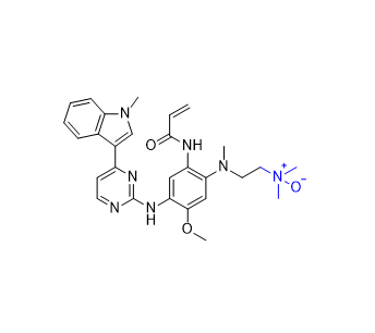 奧西替尼雜質(zhì)07,2-((2-acrylamido-5-methoxy-4-((4-(1-methyl-1H-indol-3-yl)pyrimidin-2-yl)amino)phenyl)(methyl)amino)-N,N-dimethylethan-1-amine oxide