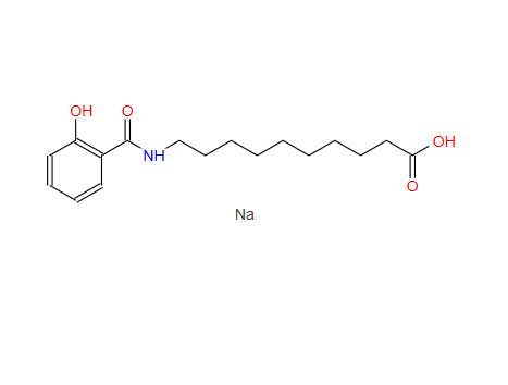 10-(2-羥基苯甲酰胺基)癸酸鈉、SNAD,Decanoic acid, 10-[(2-hydroxybenzoyl)amino]-, sodium salt (1:1)