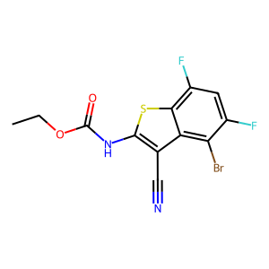 ethyl (4-bromo-3-cyano-5,7-difluorobenzo[b]thiophen-2-yl)carbamate,ethyl (4-bromo-3-cyano-5,7-difluorobenzo[b]thiophen-2-yl)carbamate