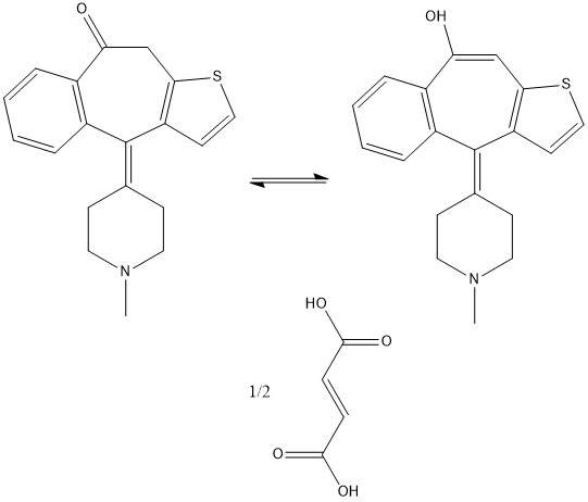 酮替芬EP雜質F 半富馬酸鹽 (烯醇和酮的混合物),Ketotifen EP Impurity F Hemifumarate (Mixture of Enol and Ketone)