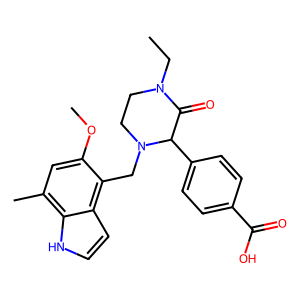 4-(4-ethyl-1-((5-methoxy-7-methyl-1H-indol-4-yl)methyl)-3-oxopiperazin-2-yl)benzoic acid,4-(4-ethyl-1-((5-methoxy-7-methyl-1H-indol-4-yl)methyl)-3-oxopiperazin-2-yl)benzoic acid