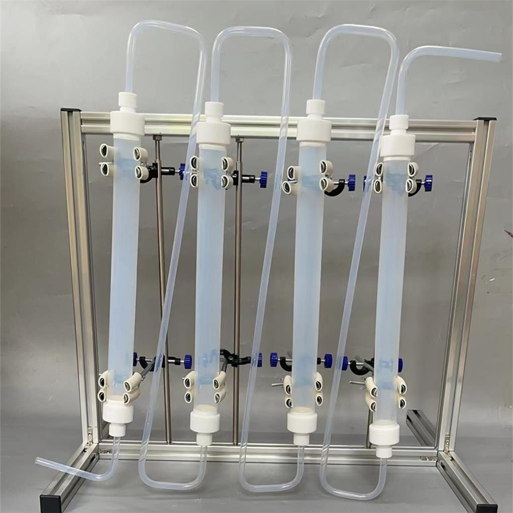 PFA過濾柱透明耐酸堿PFA精餾柱帶篩板可定制PFA樹脂層析柱