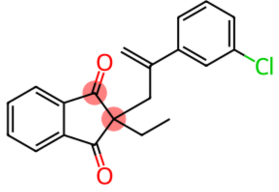 2-[2-(3-氯苯基)丙-2-烯-1-基]-2-乙基茚滿-1,3-二酮,2-[2-(3-Chlorophenyl)prop-2-enyl]-2-ethylindene-1,3-dione