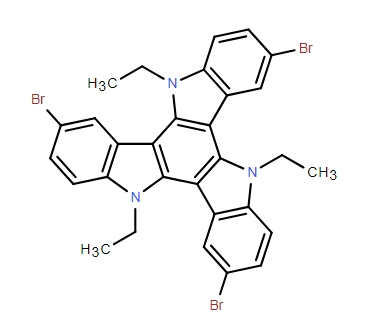 5H-Diindolo[3,2-a:3',2'-c]carbazole, 3,8,13-tribromo-5,10,15-triethyl-10,15-dihydro-,5H-Diindolo[3,2-a:3',2'-c]carbazole, 3,8,13-tribromo-5,10,15-triethyl-10,15-dihydro-