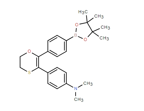 Benzenamine, 4-[5,6-dihydro-2-[4-(4,4,5,5-tetramethyl-1,3,2-dioxaborolan-2-yl)phenyl]-1,4-oxathiin-3-yl]-N,N-dimethyl-,Benzenamine, 4-[5,6-dihydro-2-[4-(4,4,5,5-tetramethyl-1,3,2-dioxaborolan-2-yl)phenyl]-1,4-oxathiin-3-yl]-N,N-dimethyl-