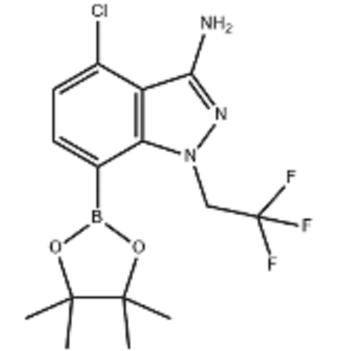 4-氯-7-(4,4,5,5-四甲基-1,3,2-二氧杂硼烷-2-基)-1-(2,2,2-三氟乙基)-1H-吲唑-3-胺,4-Chloro-7-(4,4,5,5-tetramethyl-1,3,2-dioxaborolan-2-yl)-1-(2,2,2-trifluoroethyl)-1H-indazol-3-amine