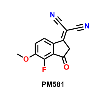 PM581,2-(4-fluoro-5-methoxy-3-oxo-2,3-dihydro-1H-inden-1-ylidene)malononitrile