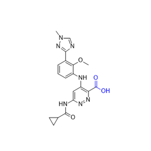 氘可來昔替尼雜質(zhì)09,6-(cyclopropanecarboxamido)-4-((2-methoxy-3-(1-methyl-1H-1,2,4-triazol-3-yl)phenyl)amino)pyridazine-3-carboxylic acid