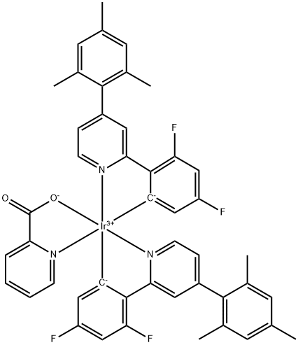 PHFIRPIC,二[2-(4,6-二氟苯基)-4-(2,4,6-三甲基苯基)吡啶-C2,N]吡啶甲酰,Bis[2-(4,6-difluorophenyl)-4-(2,4,6-triMethylphenyl)pyridinato-C2,N](picolinato)iridiuM(III),PhFIrPic