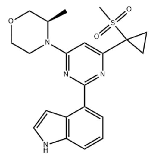 (R)-4-(2-(1H-吲哚-4-基)-6-(1-(甲基磺酰基)環(huán)丙基)嘧啶-4-基)-3-甲基嗎啉,(R)-4-(2-(1H-Indol-4-yl)-6-(1-(methylsulfonyl)cyclopropyl)pyrimidin-4-yl)-3-methylmorpholine