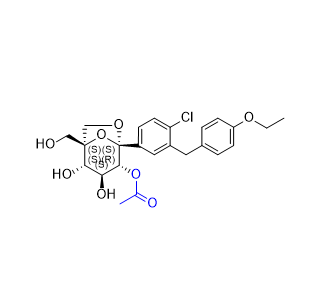 埃格列凈雜質(zhì)23,(1S,2S,3S,4R,5S)-5-(4-chloro-3-(4-ethoxybenzyl)phenyl)-2,3-dihydroxy-1-(hydroxymethyl)-6,8-dioxabicyclo[3.2.1]octan-4-yl acetate