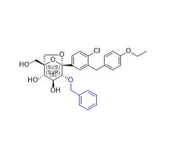 埃格列凈雜質(zhì)24,(1S,2S,3S,4R,5S)-4-(benzyloxy)-5-(4-chloro-3-(4-ethoxybenzyl)phenyl)-1-(hydroxymethyl)-6,8-dioxabicyclo[3.2.1]octane-2,3-diol