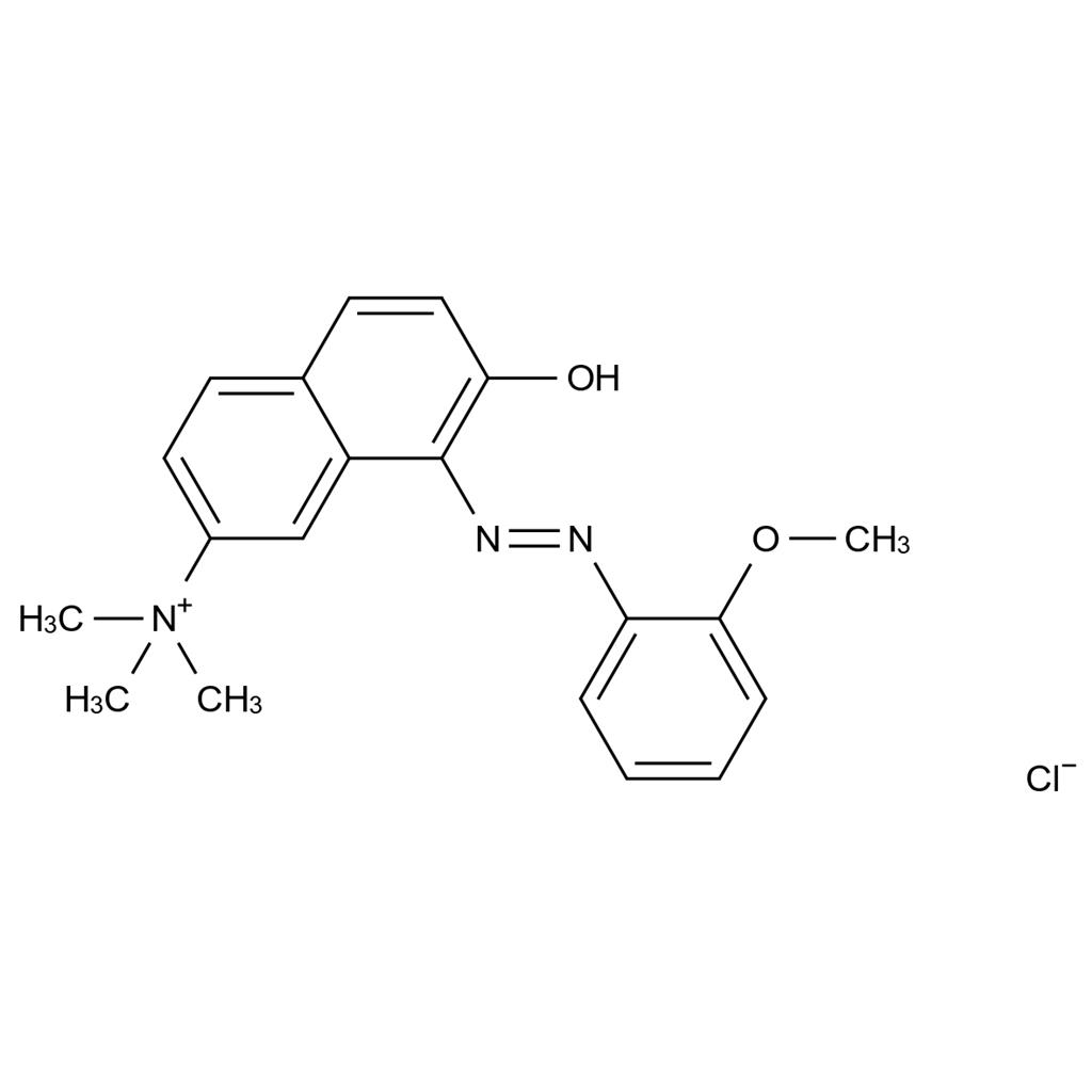 堿性紅76號,7-Hydroxy-8-((2-methoxyphenyl)diazenyl)-N,N,N-trimethylnaphthalen-2-aminium chloride