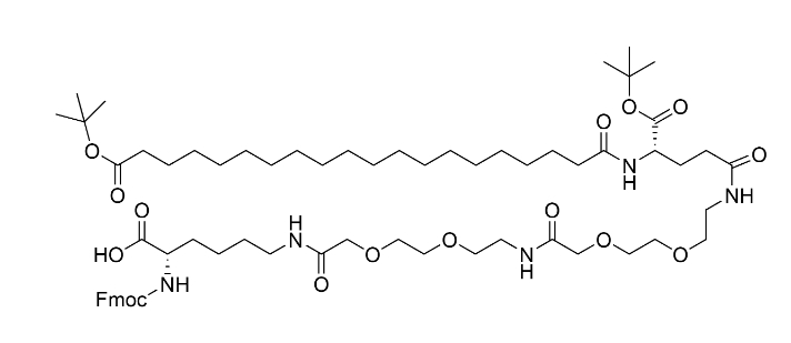 替爾泊肽側(cè)鏈,Fmoc-L-Lys[C20-OtBu-Glu(OtBu)-AEEA-AEEA]-OH