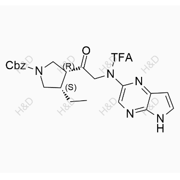 烏帕替尼雜質(zhì)121,(3S,4R)-benzyl 3-ethyl-4-(2-(2,2,2-trifluoro-N-(5H-pyrrolo[2,3-b]pyrazin-2-yl)acetamido)acetyl)pyrrolidine-1-carboxylate