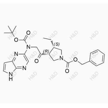 烏帕替尼雜質(zhì)132,(3R,4S)-benzyl 3-(2-((tert-butoxycarbonyl)(5H-pyrrolo[2,3-b]pyrazin-2-yl)amino)acetyl)-4-ethylpyrrolidine-1-carboxylate