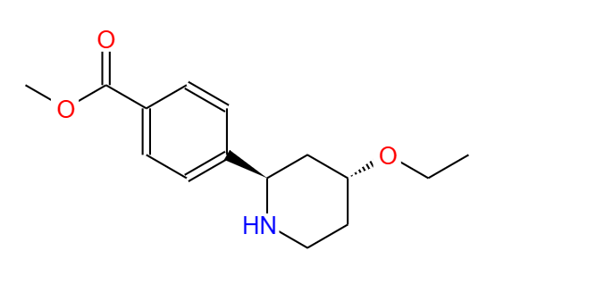 4-[反式-4-乙氧基-2-哌啶基]苯甲酸甲酯,Benzoic acid, 4-[(2R,4R)-4-ethoxy-2-piperidinyl]-, methyl ester, rel-