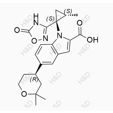 奧格列龍雜質(zhì)6,5-((R)-2,2-dimethyltetrahydro-2H-pyran-4-yl)-1-((1S,2S)-2-methyl-1-(5-oxo-4,5-dihydro-1,2,4-oxadiazol-3-yl)cyclopropyl)-1H-indole-2-carboxylic acid