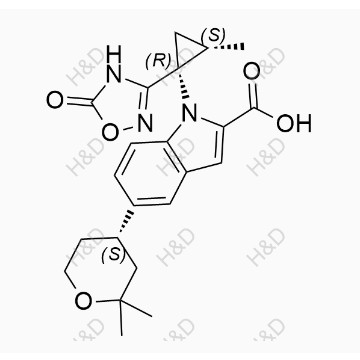 奧格列龍雜質(zhì)7,5-((S)-2,2-dimethyltetrahydro-2H-pyran-4-yl)-1-((1R,2S)-2-methyl-1-(5-oxo-4,5-dihydro-1,2,4-oxadiazol-3-yl)cyclopropyl)-1H-indole-2-carboxylic acid