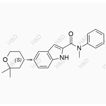 奧格列龍雜質(zhì)9,(S)-5-(2,2-dimethyltetrahydro-2H-pyran-4-yl)-N-methyl-N-phenyl-1H-indole-2-carboxamide