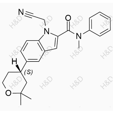 奧格列龍雜質(zhì)10,(S)-1-(cyanomethyl)-5-(2,2-dimethyltetrahydro-2H-pyran-4-yl)-N-methyl-N-phenyl-1H-indole-2-carboxamide