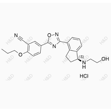 奧扎莫德雜質(zhì)1（鹽酸鹽）,(S)-5-(3-(1-((2-hydroxyethyl)amino)-2,3-dihydro-1H-inden-4-yl)-1,2,4-oxadiazol-5-yl)-2-propoxybenzonitrile hydrochloride