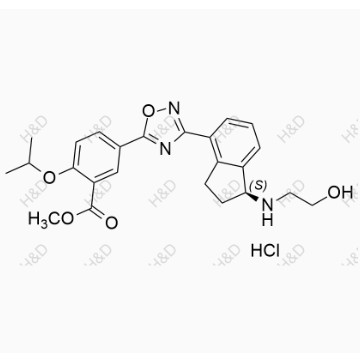 奧扎莫德雜質(zhì)2（鹽酸鹽）,(S)-methyl 5-(3-(1-((2-hydroxyethyl)amino)-2,3-dihydro-1H-inden-4-yl)-1,2,4-oxadiazol-5-yl)-2-isopropoxybenzoate hydrochloride