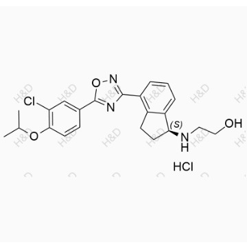 奧扎莫德雜質(zhì)3（鹽酸鹽）,(S)-2-((4-(5-(3-chloro-4-isopropoxyphenyl)-1,2,4-oxadiazol-3-yl)-2,3-dihydro-1H-inden-1-yl)amino)ethanol hydrochloride