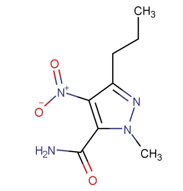 1-甲基-4-硝基-3-丙基-(1H)-吡唑-5-甲酰胺,1-Methyl-4-nitro-3-propylpyrazole-5-carboxamide