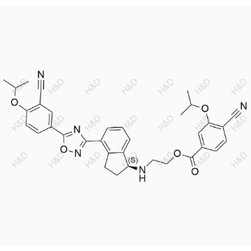 奧扎莫德雜質(zhì)5,(S)-2-((4-(5-(3-cyano-4-isopropoxyphenyl)-1,2,4-oxadiazol-3-yl)-2,3-dihydro-1H-inden-1-yl)amino)ethyl 4-cyano-3-isopropoxybenzoate