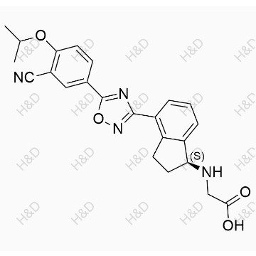 奧扎莫德雜質(zhì)12,(S)-2-((4-(5-(3-cyano-4-isopropoxyphenyl)-1,2,4-oxadiazol-3-yl)-2,3-dihydro-1H-inden-1-yl)amino)acetic acid