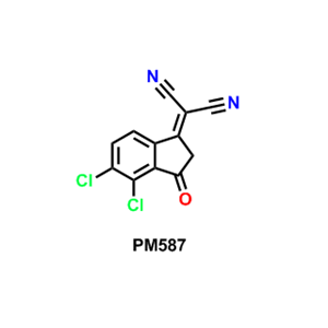 PM587  2-(4,5-dichloro-3-oxo-2,3-dihydro-1H-inden-1-ylidene)malononitrile