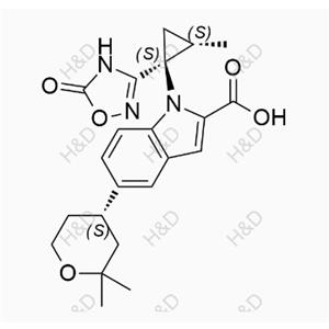 奧格列龍雜質(zhì)1,5-((S)-2,2-dimethyltetrahydro-2H-pyran-4-yl)-1-((1S,2S)-2-methyl-1-(5-oxo-4,5-dihydro-1,2,4-oxadiazol-3-yl)cyclopropyl)-1H-indole-2-carboxylic acid