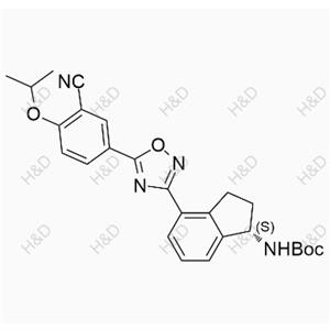 奧扎莫德雜質(zhì)17,(S)-tert-butyl (4-(5-(3-cyano-4-isopropoxyphenyl)-1,2,4-oxadiazol-3-yl)-2,3-dihydro-1H-inden-1-yl)carbamate