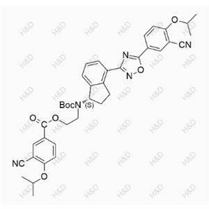 奧扎莫德雜質(zhì)20,(S)-2-((tert-butoxycarbonyl)(4-(5-(3-cyano-4-isopropoxyphenyl)-1,2,4-oxadiazol-3-yl)-2,3-dihydro-1H-inden-1-yl)amino)ethyl 3-cyano-4-isopropoxybenzoate