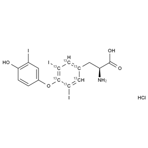 CATO_三碘甲狀腺原氨酸-[13C6] 鹽酸鹽（L-碘甲狀腺原氨酸；T3）_1217473-60-3_97%