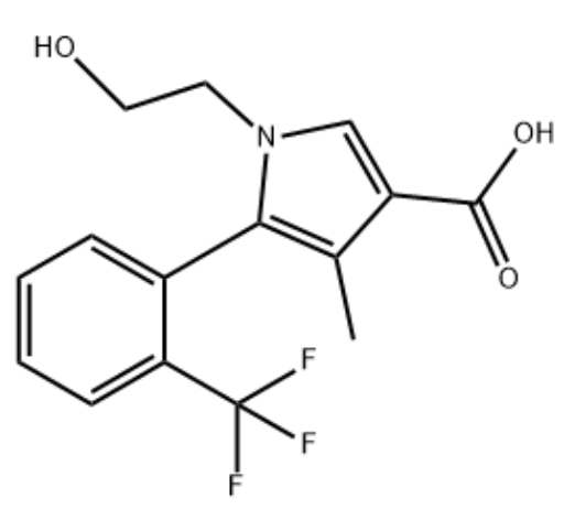 1-(2-羥乙基)-4-甲基-5-(2-(三氟甲基)苯基)-1H-吡咯-3-羧酸,1-(2-hydroxyethyl)-4-methyl-5-(2-(trifluoromethyl)phenyl)-1H-pyrrole-3-carboxylic acid