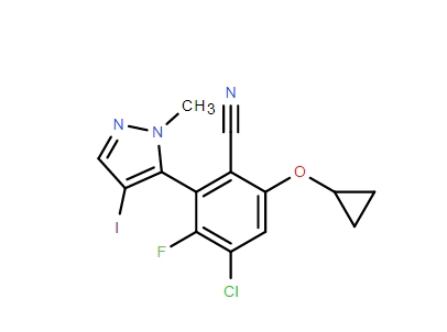 4-氯-6-(环丙氧基)-3-氟-2-(4-碘-2-甲基吡唑-3-基)苯腈,4-chloro-6-(cyclopropoxy)-3-fluoro-2-(4-iodo-2-methyl-  pyraChemicalbookzol-3-yl)benzonitrile